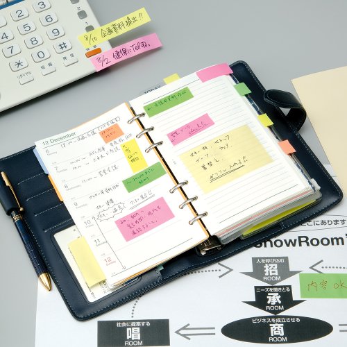 Image of Yamato Memoc Roll Tape, Self-Stick Memo Paper Tape, with Tape Dispenser, 25mm x 10m, 2-Color Set, Orange & Lemon, 1 ea. (NORK-25CH-6C)
