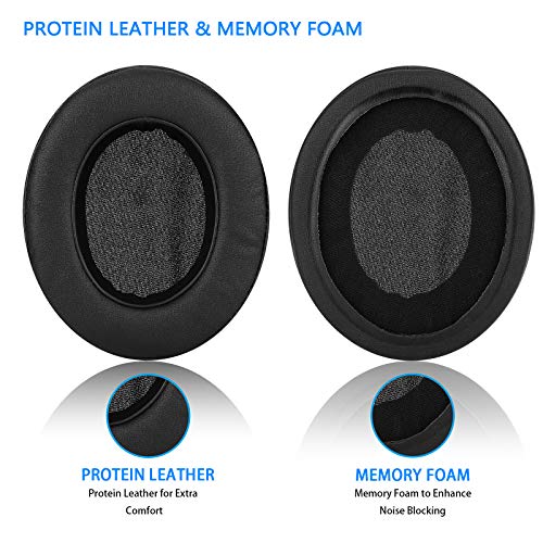 Repuestos para almohadillas de auriculares con cuero proteico y espuma de memoria para Razer Nari, Ultimate, Essential, Kraken Kitty, Kraken Tournament Edition - Ovalado (Negro) miniatura 3