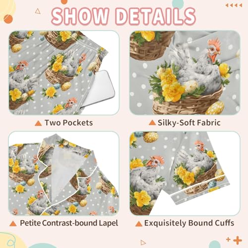 Hen Flower Polka Dot Pajamas Set Soft Pjs Sets 2 Piece Short Sleeve Sleepwear Casual Loungewear3