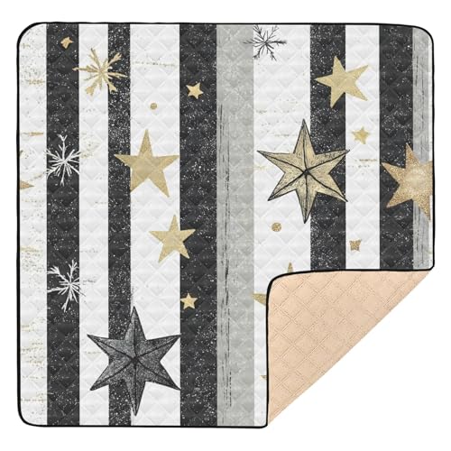 BOESI Graffiti Stripes and Stars Baby Play Mat, 50“ X 50” Washable Folding Crawling Mat, Baby Floor Mat, Soft, Thick, Non-Slip