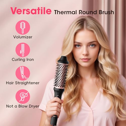 Image of CINOSTAR Updated Version Heated Round Brush for Blowout Look Volumizer, 1.5 inch Styler Tool, 6 Temps Ionic Thermal Brush, Fast Heating, Dual Voltage for Travel, Peach
