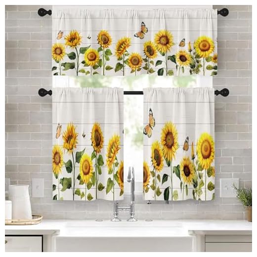 Emvency Sunflower Kitchen Window Curtains
