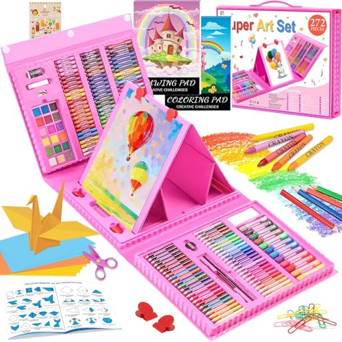 Art Supplies, 272 Pack Art Set Crafts Drawing Kit for Kids Girls Boys Teens by POPYOLA - Used condition - US$23.74