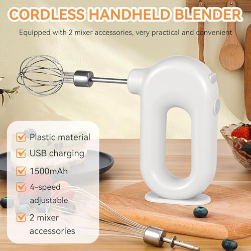 Cyrank Cordless Hand Mixer Electric Handheld Mini Egg Beater 4 Speed Adjustable Mini の商品画像 3
