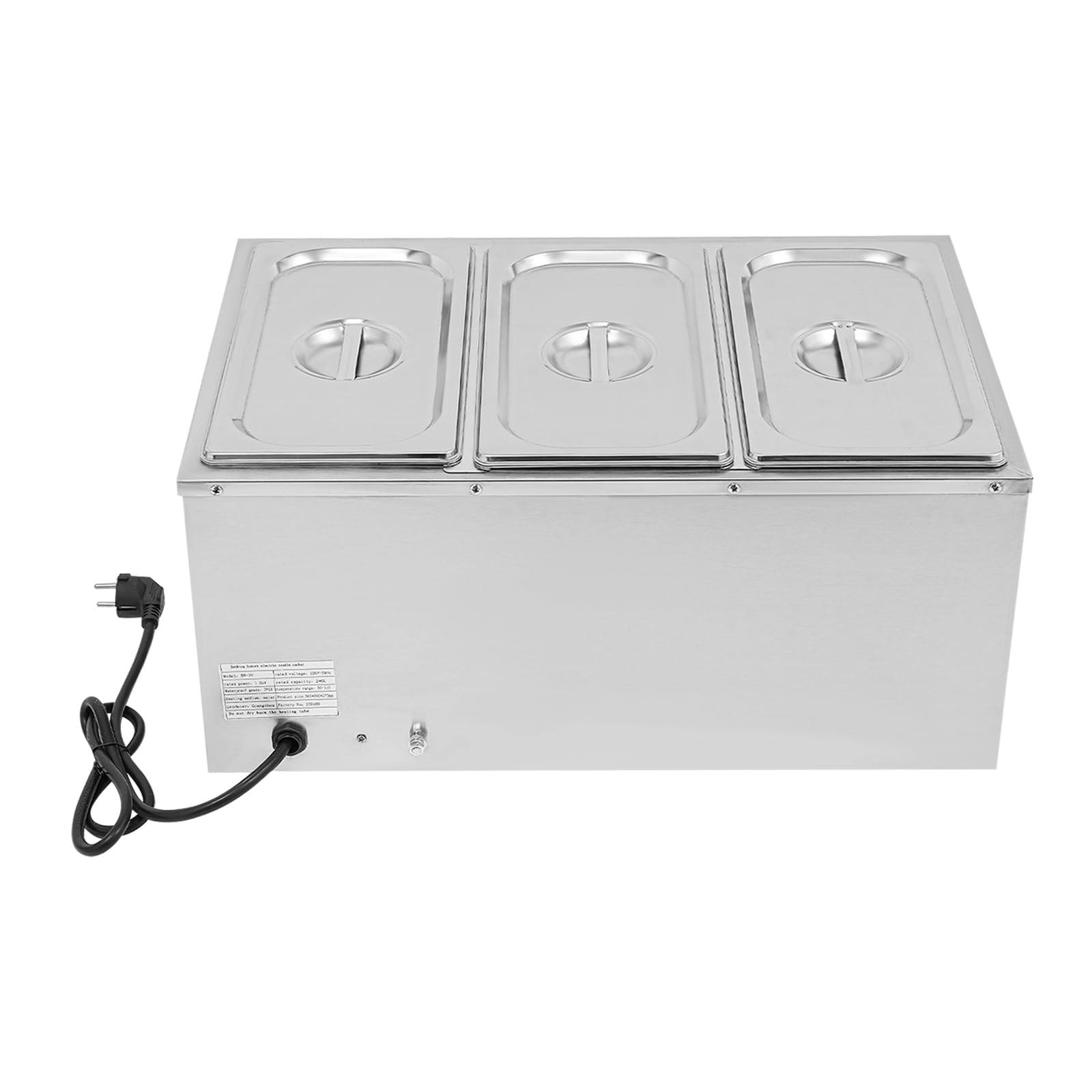 Gastronorm Bain Marie, 3 x 7 l, 850 W, scaldavivande caldo, in acciaio inox, gamma di temperatura 30 – 85 °C, contenitore professionale per ristoranti, mense
