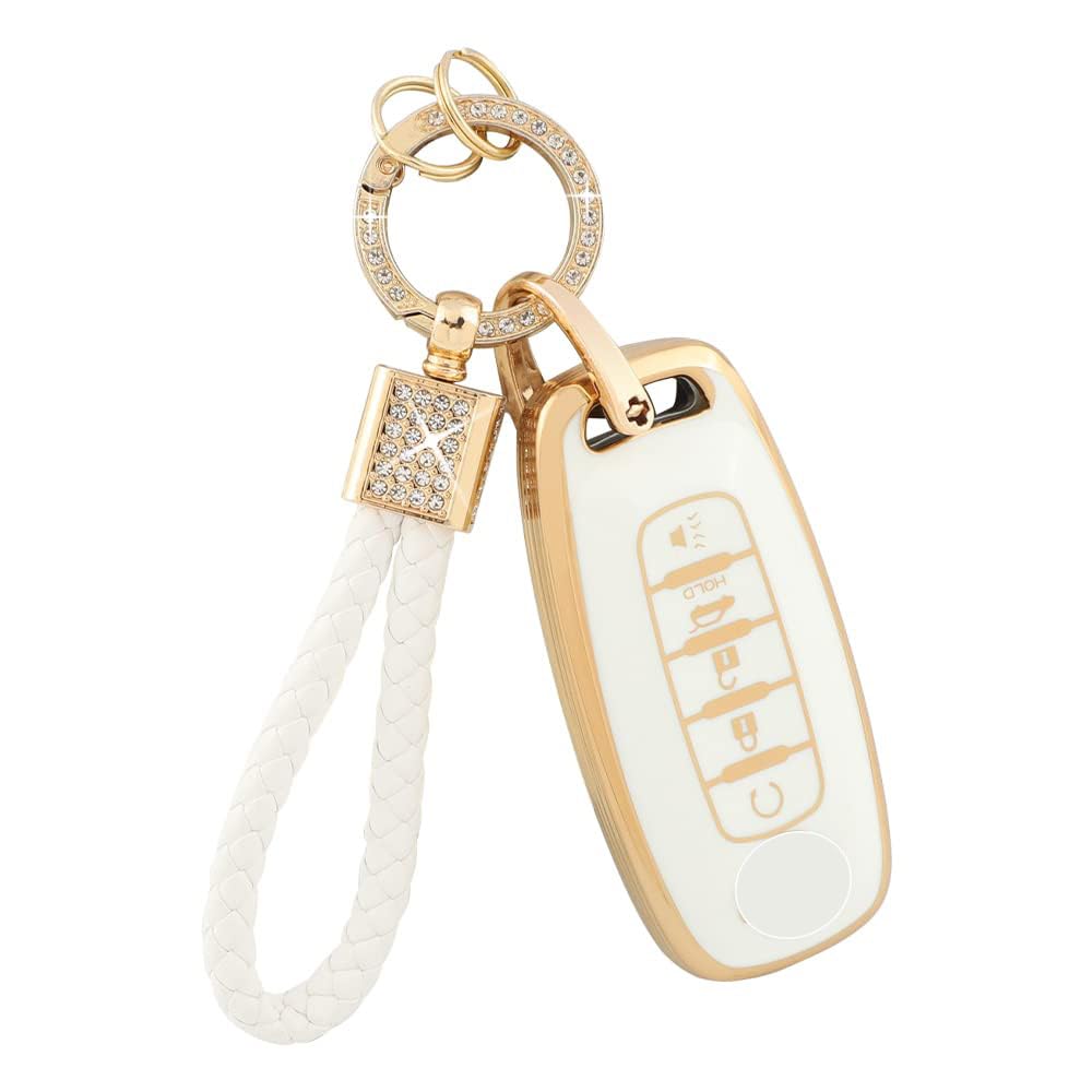 PIFOOG for Rogue Key Fob Cover 5 Buttons 2023 Pathfinder SL Platinum Car Key Case Shell Bling Keychain Lanyard Protector Protection Accessories Women