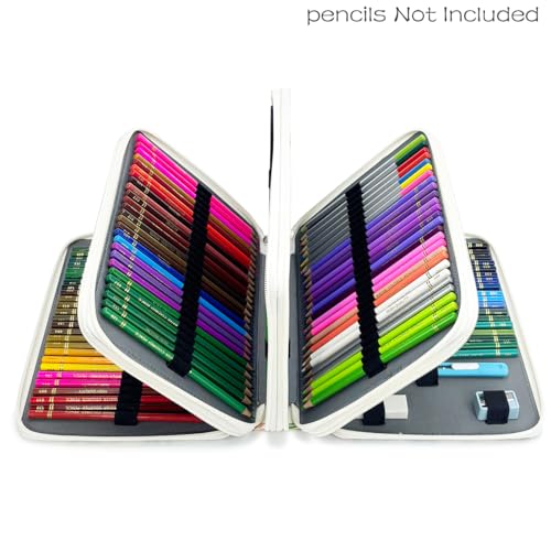 Image of YOUNGCOL 200 Slots Colored Pencil Case Color Pencil Organizer Storage Large Capacity Pencil Case (Faint Yellow + Flower)
