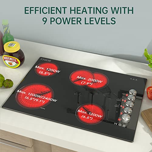TTHOB Electric Cooktop 4 Burners, 30 Inch Builtin Radiant Electric