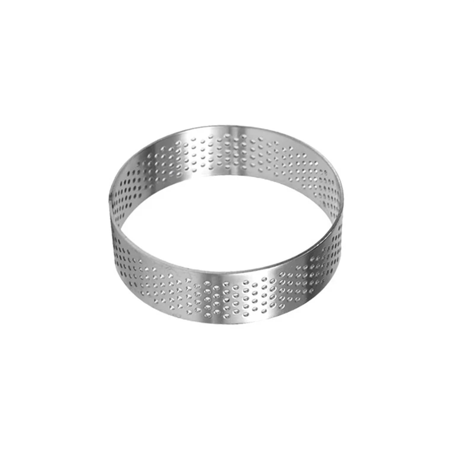 QAUUCP Circular Tart Ring Stainless Steel Perforation Fruit Pie Quiche Cake Mold Kitchen Baking Mould Tart Rings For Baking(7CM)