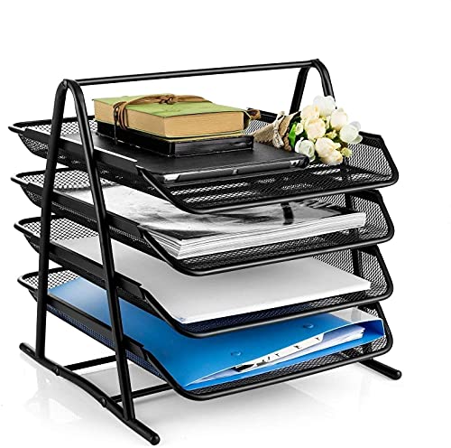 DONDA Metal Mesh 4 Tier File Rack for Office |Document Tray |Document Organizer for Office (Black) (3 Tier) (4 Tier) DONDA Metal Mesh 4 Tier File Rack for Office |Document Tray |Document Organizer for Office (Black) (3 Tier) (4 Tier)