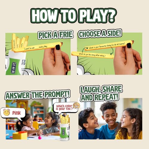 Image of Popcorn Stick Game for Kids, Teens, and Adults, Fun Questions & Conversation Starter Party Games, Fries with Friends (Tiny Talks )120 Double-Sided Ice Breaker Sticks Play for Age 4, 5, 6, 7
