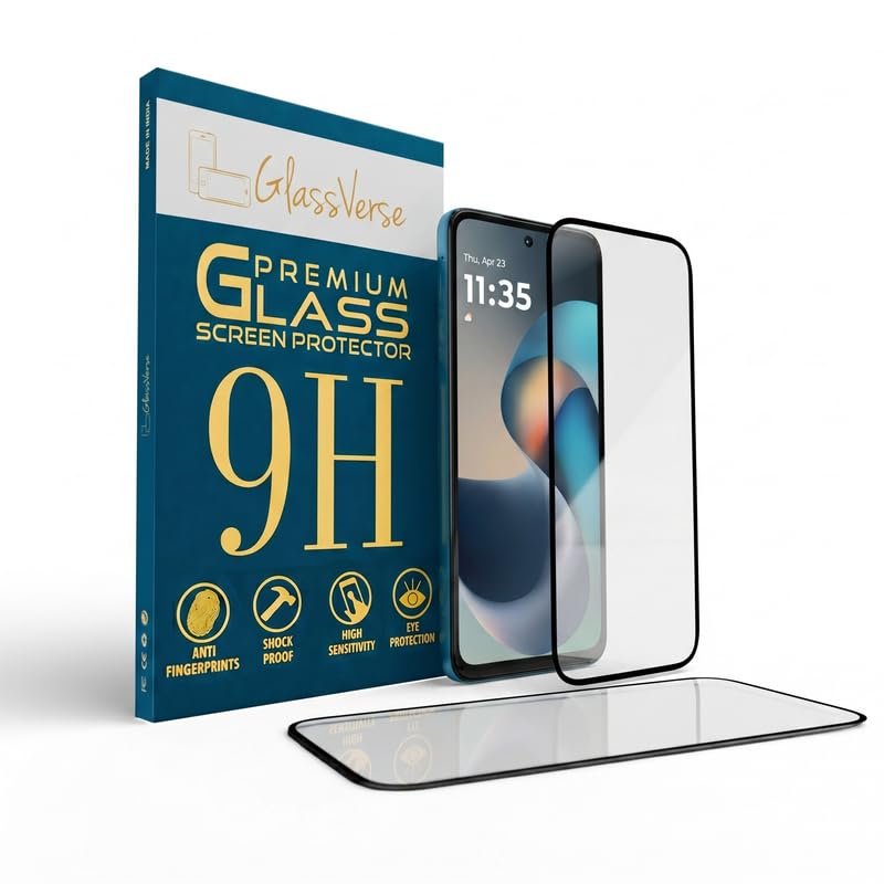 Image of GlassVerse PureView Tempered Glass for Motorola G57 Power | Crystal Clear, 9H Hardness Screen Protector, Edge to Edge, Case Friendly, Hassle-less Installation Kit Included. (Pack of 2)