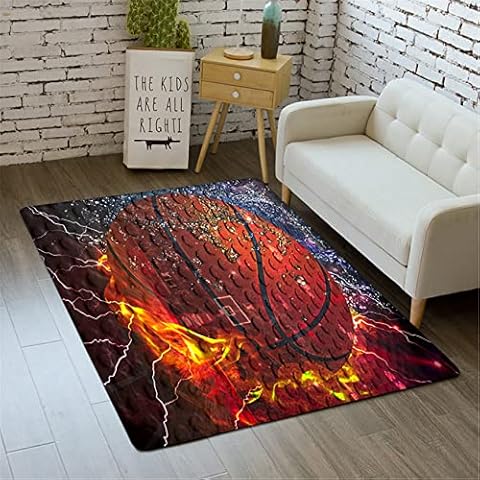 Xisnuient 3D Basketball Printed Area Rug Inside Doormat Entrance Way, Bath Rug Indoor Bathroom Bedroom Living Room Floor Non-Slip Washable Rubber Back Welcome Door Mat Home Decor (Color 3,50x80 cm) Cover