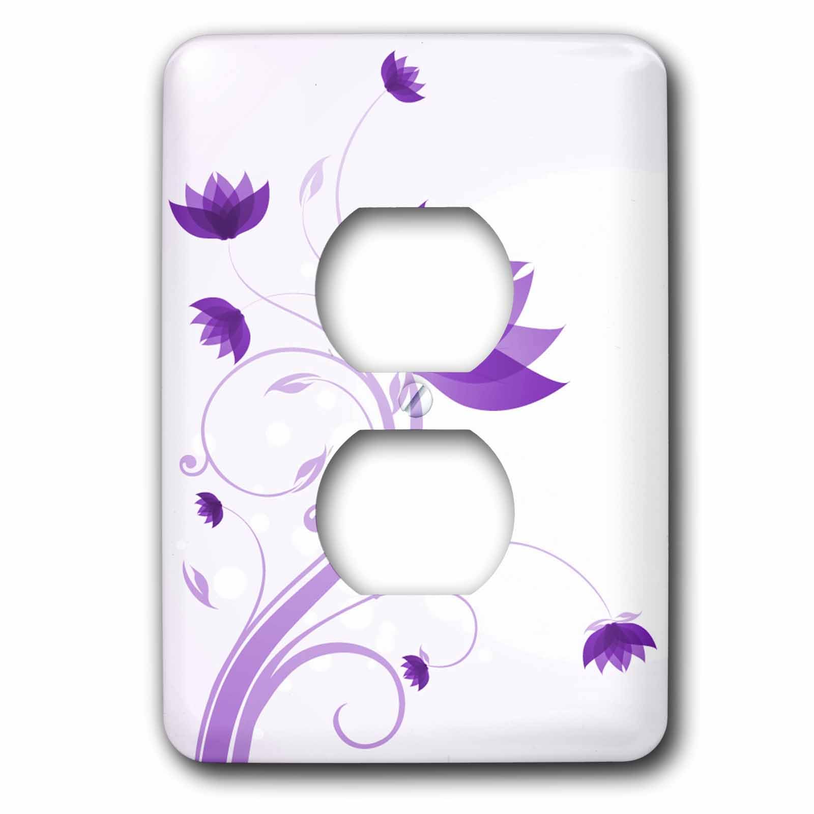 Jolie fleur violette avec tige torsadée décoration murale pour 2 prises de courant