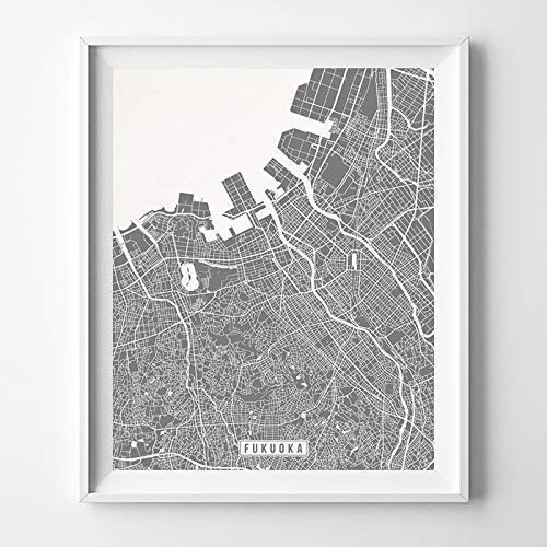 Fukuoka Japan City Street Map Wall Art Home Decor Poster