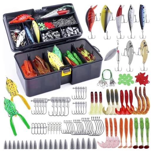 PLUSINNO Fishing Lures Baits Tackle Including Crankbaits, Spinnerbaits, Plastic Worms, Jigs, Topwater Lures, Tackle Box and More Fishing Gear Lures Kit Set, 210Pcs Fishing Lure Tackle…