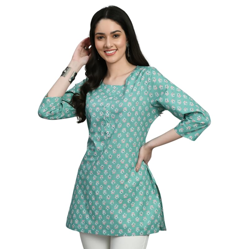 Image of Meesan Women's Casual Ethnic 3 /4 Sleeve Printed Tunic
