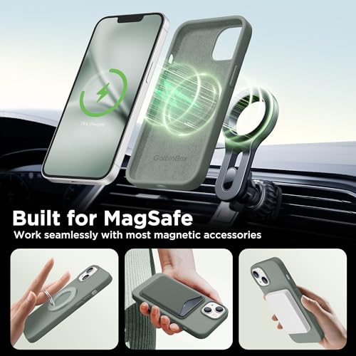Image of GolbinBox Magnetic for iPhone 13 /14 Case, Silicone Cover, Calke Green