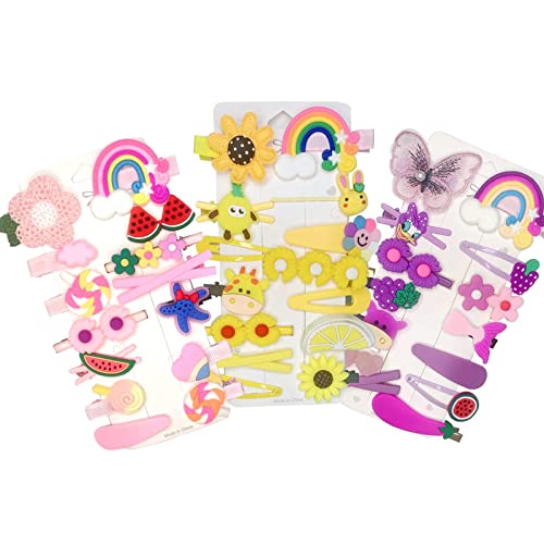 MOODKEY 42PCS Baby Hair Clips Toddler Girls Hairpins Candy-Colored Hair Accessories Mix Flower Fruit Rainbow Cartoon Hair Pins Cute Fashion Baby Girl Hair Barrettes Set for Kids Teens Toddlers