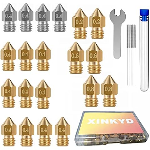26PCS 3D Printer Nozzles Kit,MK8 3D Printer Extruder Nozzles Compatible with Creality Ender 3 Ender 3 v2 Ender 3 pro Ender 5 Ender 5 pro CR-10 and so on,3D Printer Nozzle Wrench Cover