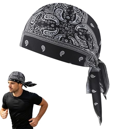 Paisley Cooling Headscarf Cap Set Bandana Beanie Motorcycle Pirate Head Wrap Safety Helmet Liner Elastic Fit Lightweight & Breathable Printed Bandana Hat Cooling Head Scarf