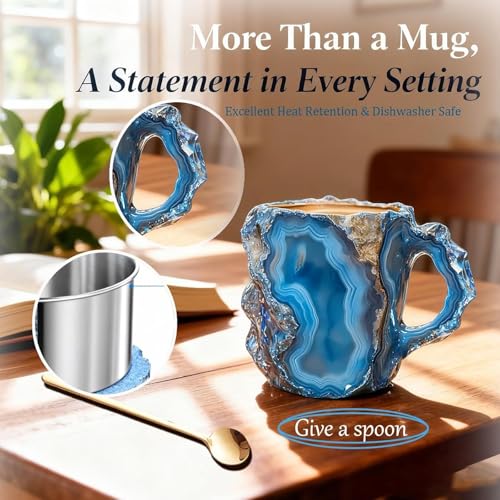 Taza de café mineral con apariencia de ágata natural miniatura 6