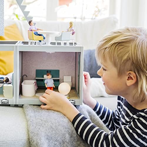 LUNDBY Dolls House Furniture Bathroom Set  Freestanding Bath + Sink Unit + Toilet + Mat + Towel  Doll House Accessories  5 pieces  for 11cm Mini Dolls  Age 3+ 1:18