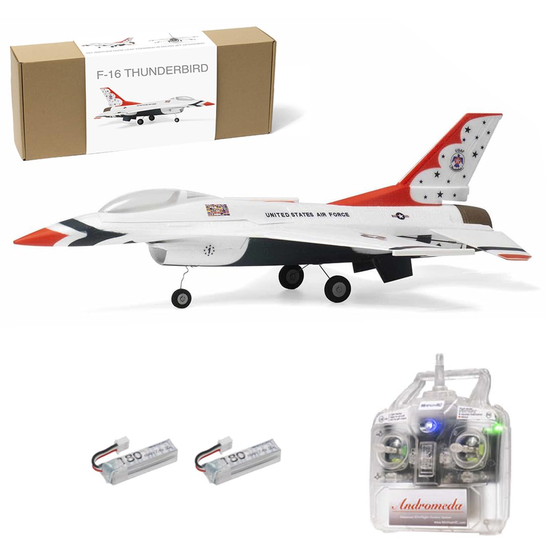 MinimumRC F-16 Micro EDF Jet 30mm Impeller 2S, 4-Kanal RC Flugzeug mit Gyro Stabilisierung(Bürstenmotor/Linker Gashebel/2 Batterien)