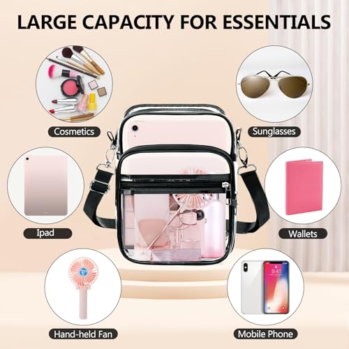 Image of Blvornl Clear Crossbody Bag with Adjustable Shoulder Strap, Stadium Approved PVC Purse Bag, Messenger Bag