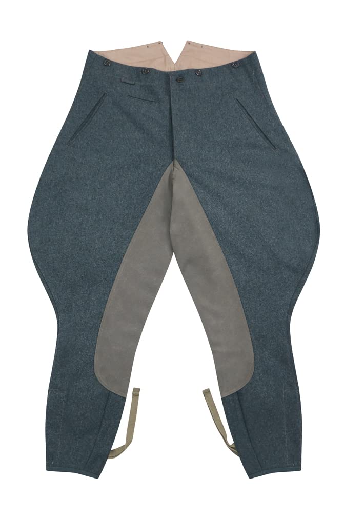 militaryharbor Pantaloni da equitazione in lana da campo italiani, blu, verde, grigio., 30/XS