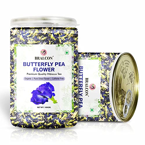 Image of BRALCON Natural Herbal Tea Combo Pack - Hibiscus Flower Tea and Butterfly Pea Flower Tea - 200g (100g x 2 Pack) | Reduce Stress, Improve Digestion