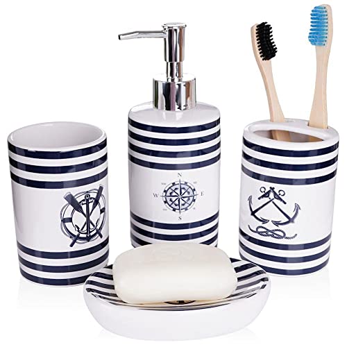 HYLR Badaccessoires Set 5-teilig - Seifenspender Landhausstil Harz