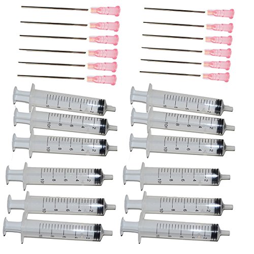 12 Syringes with Long Needles for refilling with Refillable Cartridges and Continuous Ink Supply System CISS