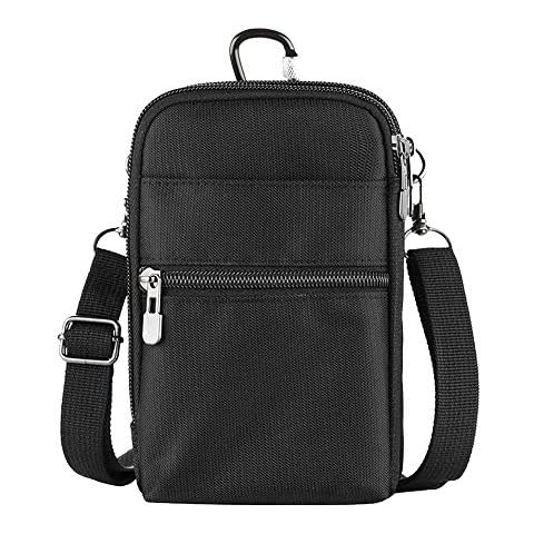 Phone/Passport Pouch Bag, RFID Blocking Messenger Bag Unisex/Men/Women/Children, Crossbody Handbags with Carabiner Hook for iPhone, Samsung 6 Inches Cover