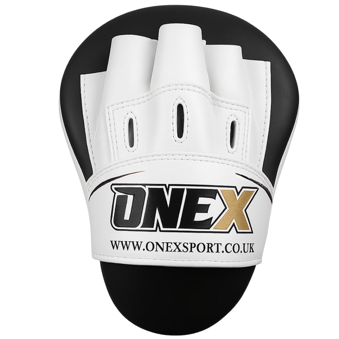 1 Paire de Pattes d'ours Boxe en Cuir Bouclier Courbe pour Boxe Taekwondo Muay Thaï MMA Cible Pad pour l'Entraînement de Sport de Combat (Black/White)