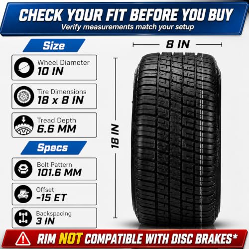 RM Cart Warlock Golf Cart Tire & Wheel Set