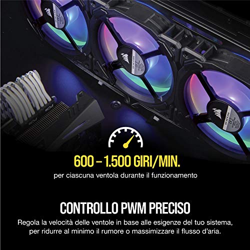 Corsair LL120 RGB Ventola da 120 mm, Dual Light Loop RGB LED PWM, Nero , Confezione Singola