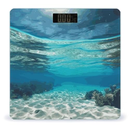 Báscula digital de baño con vidrio templado y pantalla LCD miniatura 1