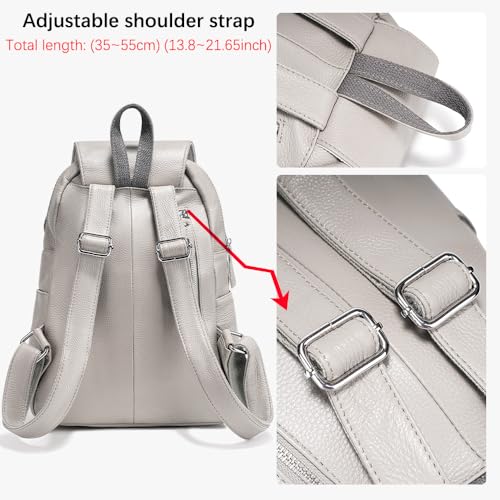Image of zency 15 Colors Real Soft 100% Genuine Leather Women Backpack Fashion Ladies Travel Bag Preppy Style For Woman (Grey)