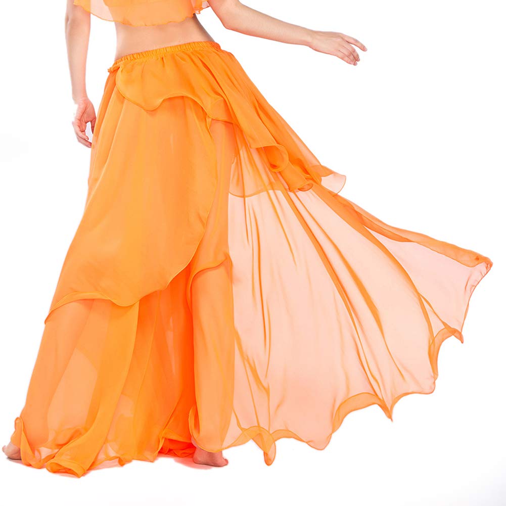 ROTAL SMEELA Maxirock Bauchtanz Sexy Performance Chiffon Teilt Großer Swing Rock Kostüm Tanz Kleidung Lang Damen Trainings Kleidung