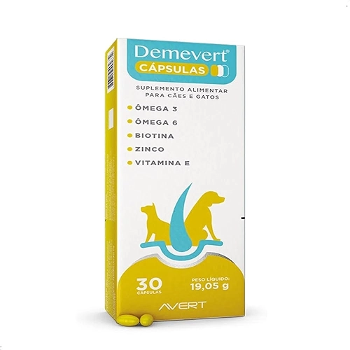Suplemento Demevert para Cães e Gatos 30 Cápsulas
