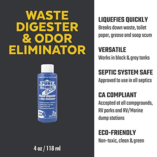 Image of Valterra V23017 'Pure Power Blue' Waste Digester and Odor Eliminator - 4 oz. Bottle, (Pack of 6)