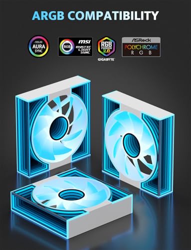 Image of darkFlash DM8 3-Pack 120mm PC Case Fan, Infinity Mirror Case Fans, PWM ARGB Sync, 1600RPM High Airflow 56CFM, Low Noise 32.5dBA, Computer Case Cooler Fan (White, Forward)