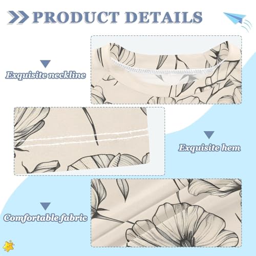 ALAZA Kids Rash Guard Girls Boys Toddler Swim Shirts Short Sleeve Beige Floral UPF 50+ 3T3