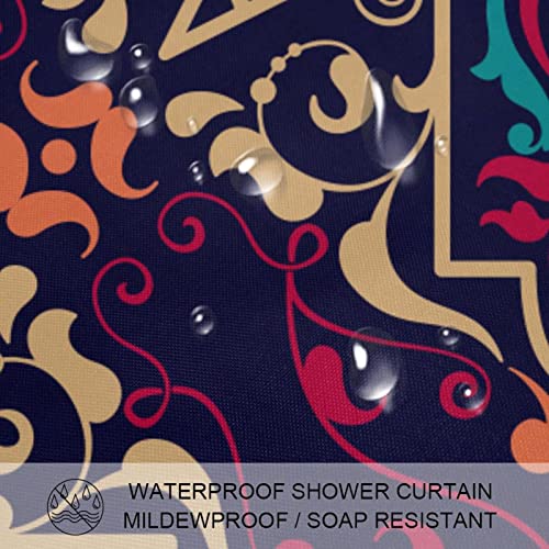 Rideau de douche imprimé floral multicolore bohème grand format carré 183 x 183 cm
