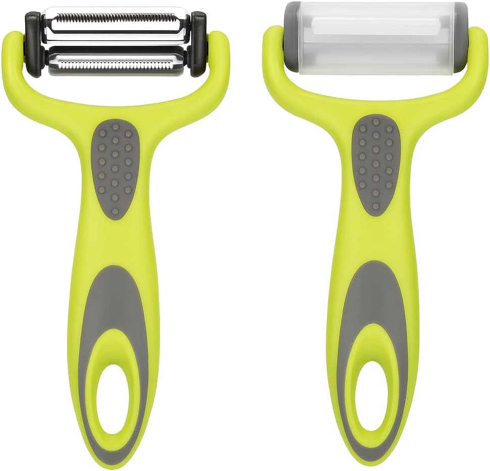 CasaLuxe_3 in 1 Multi-Functional Peeler with Blade Cap,Serrated,Straight&Julian,Stainless Steel Blades, Anti-Slip Handle Design,Slicer,Easy to use,Vegetable&Fruit Peeler,Ergonomic Handle,Good Grip
