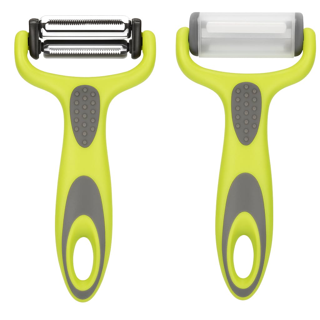 CasaLuxe_3 in 1 Multi-Functional Peeler with Blade Cap,Serrated,Straight&Julian,Stainless Steel Blades, Anti-Slip Handle Design,Slicer,Easy to use,Vegetable&Fruit Peeler,Ergonomic Handle,Good Grip