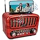 Retro Radio mit Bluetooth, AM/FM/SW Tragbares Radio Klein 5W großer Lautsprecher und Bluetooth 5.0, UKW Lautsprecher Batteriebetrieben unterstützt USB/TF/AUX Funktion (Rot)