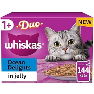 Whiskas 1+ Ocean Delights in Jelly, 144 x 85g Pouches, Adult Wet Cat Food