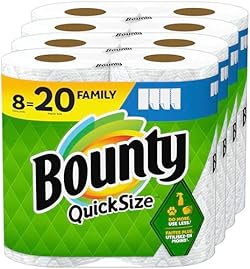 Bounty Quick Size Paper Towels, White, 8 Family Rolls = 20 Regular Rolls
